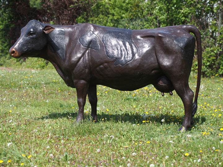 Lifesize bronze cow sculpture