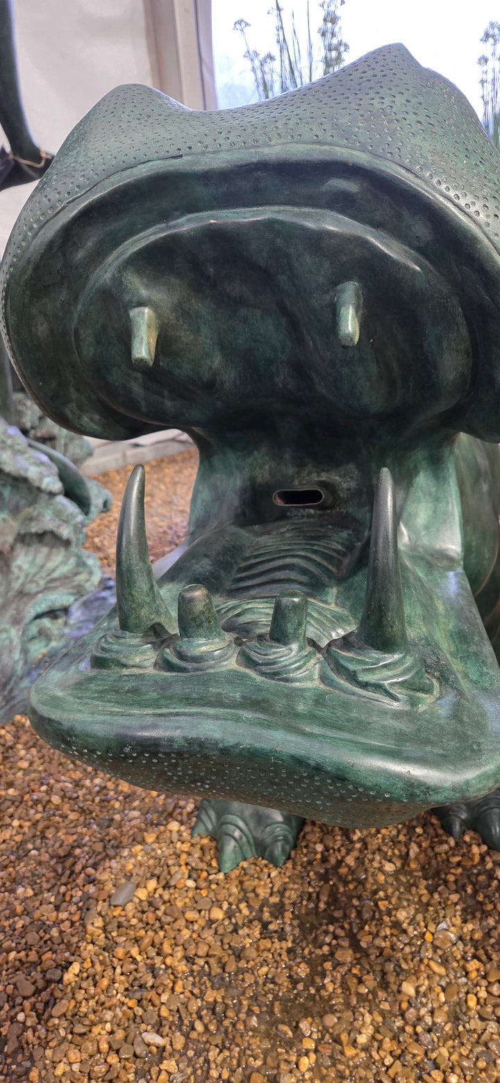 Lifesize bronze hippo sculpture and fountain