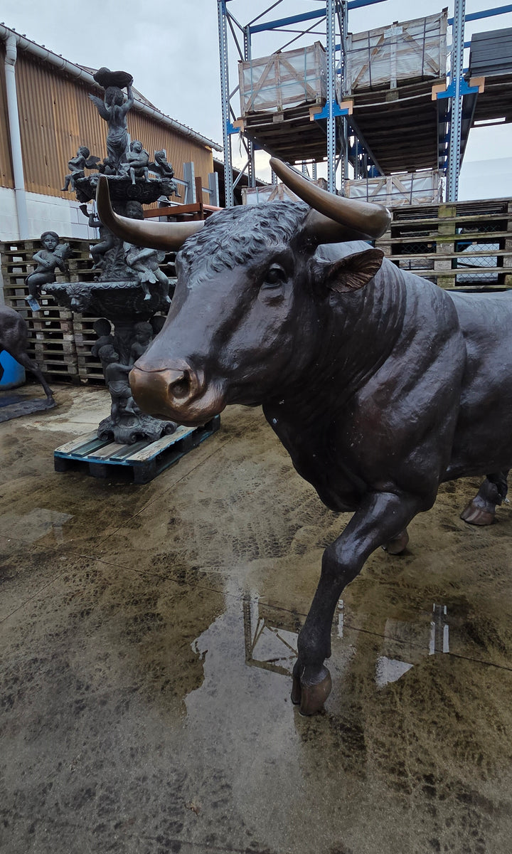 Lifesize bronze bull sculpture