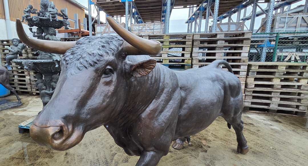 Lifesize bronze bull sculpture