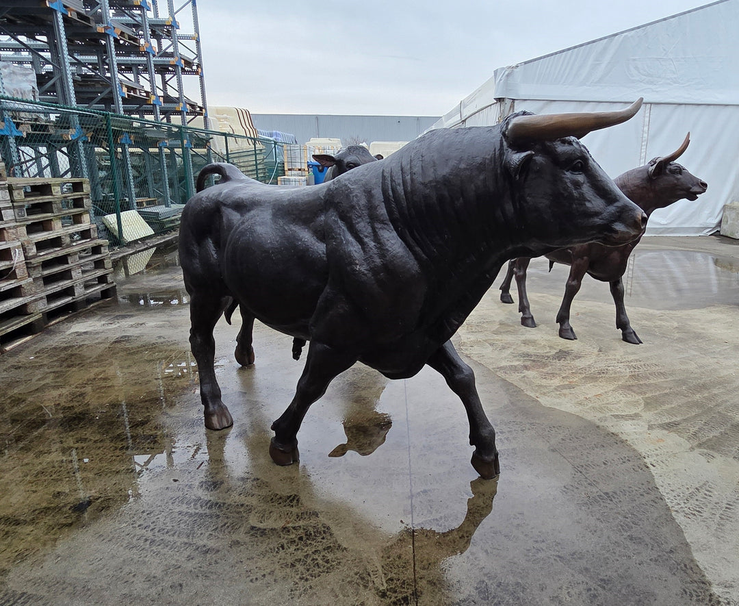 Lifesize bronze bull sculpture