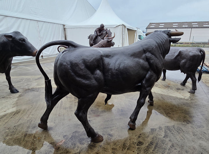 Lifesize bronze bull sculpture