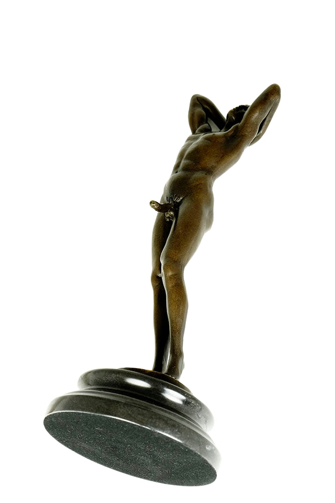 Bronze sculpture of a sensual posing male nude
