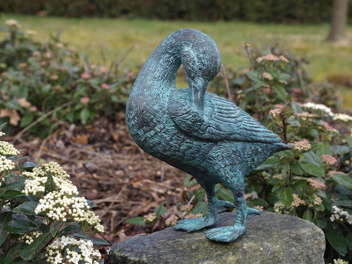Pair of bronze duck sculptures (one is a fountain)