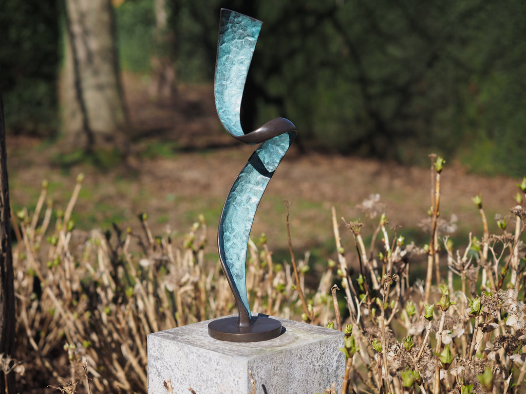 Modern bronze sculpture of a helix spiral