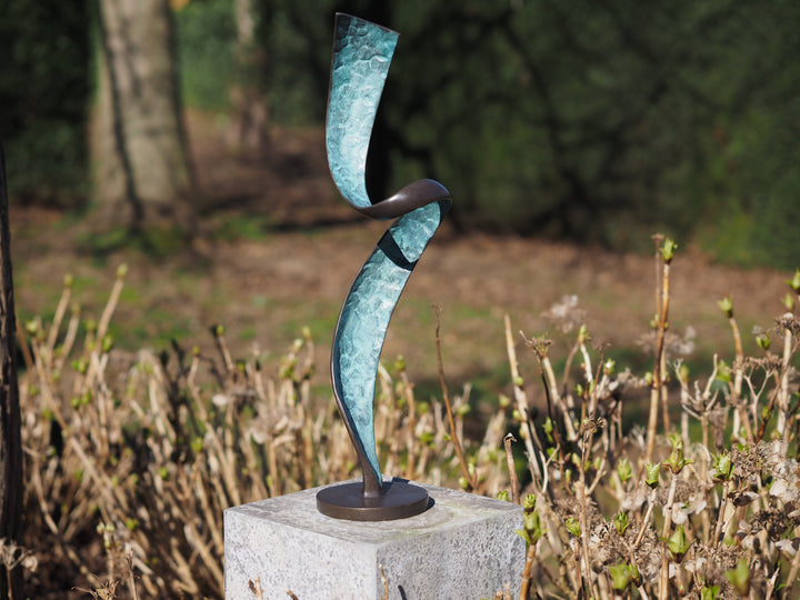 Modern bronze sculpture of a helix spiral