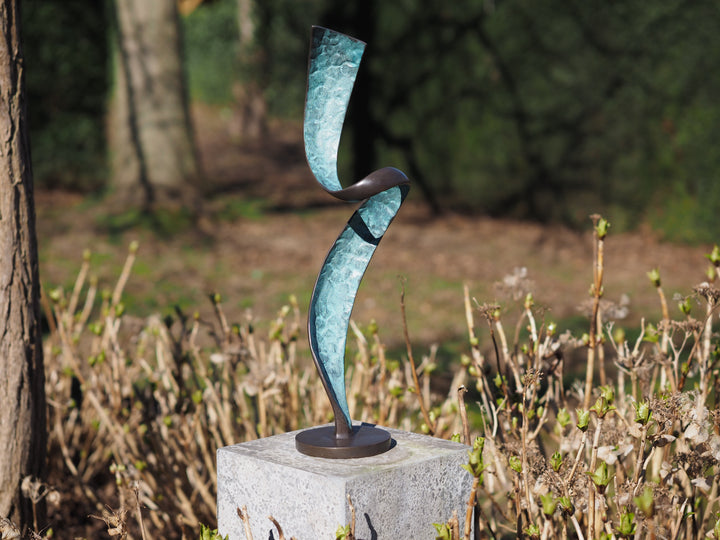 Modern bronze sculpture of a helix spiral