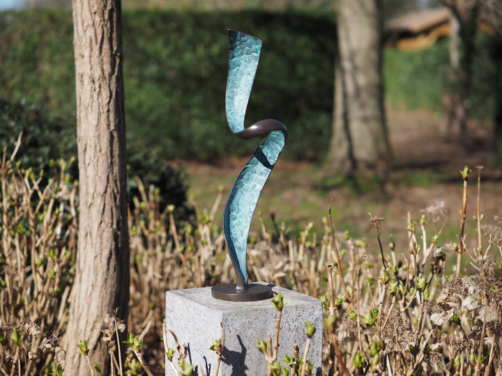 Modern bronze sculpture of a helix spiral