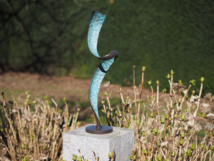Modern bronze sculpture of a helix spiral