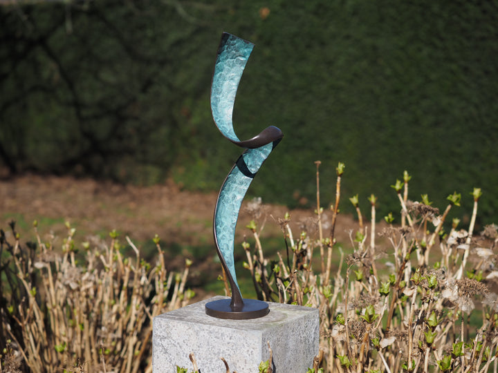 Modern bronze sculpture of a helix spiral