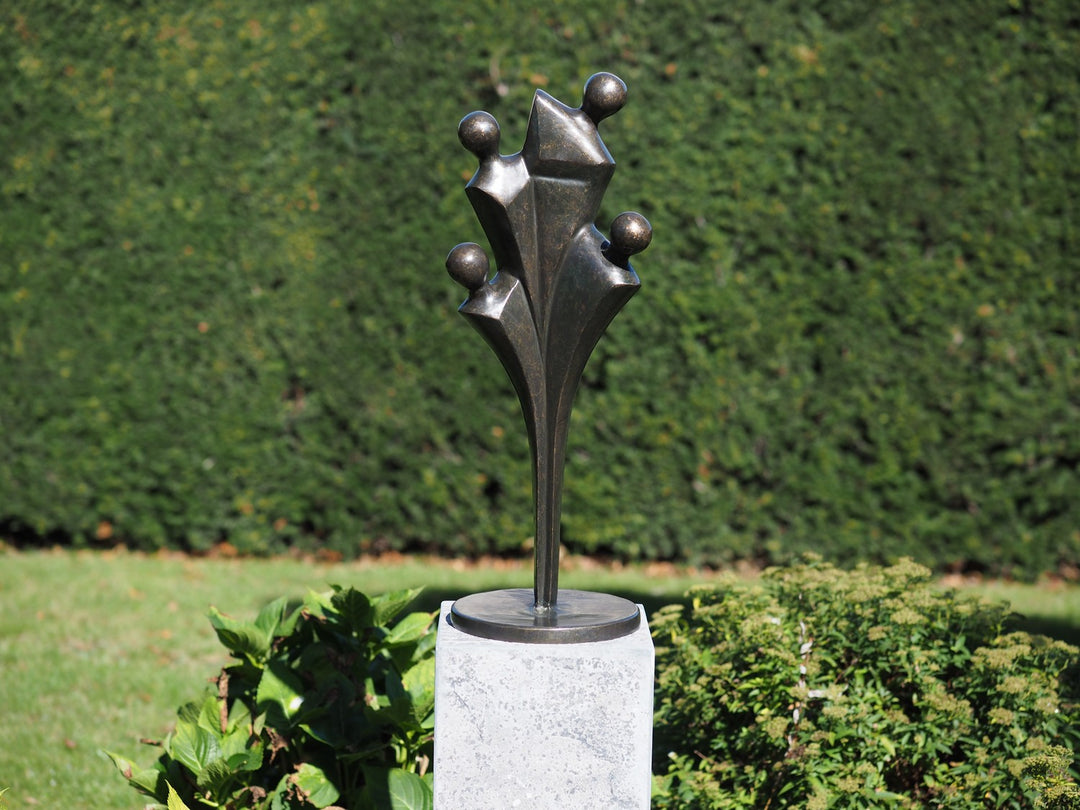 Abstract bronze sculpture of a family of four (large)