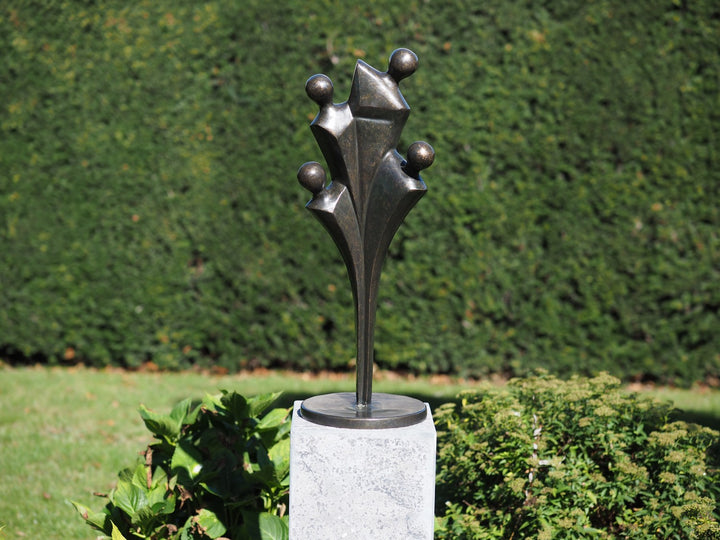Abstract bronze sculpture of a family of four (large)