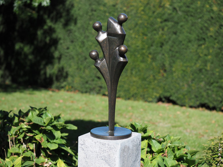 Abstract bronze sculpture of a family of four (large)