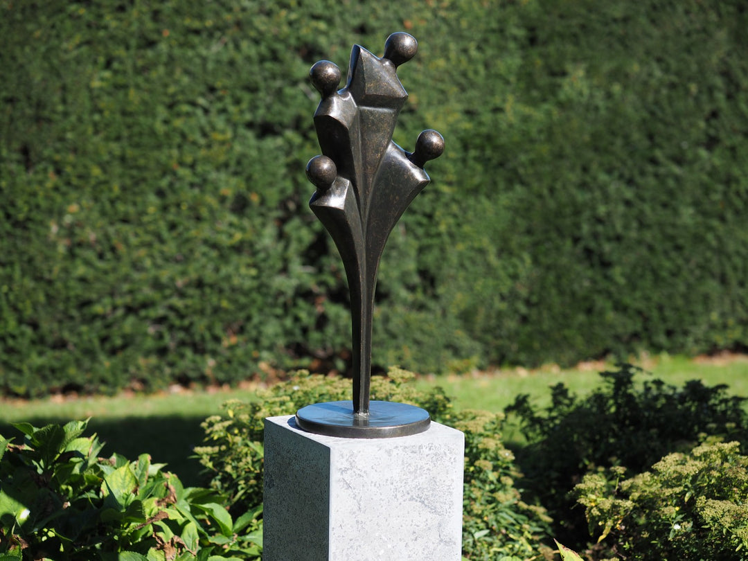Abstract bronze sculpture of a family of four (large)