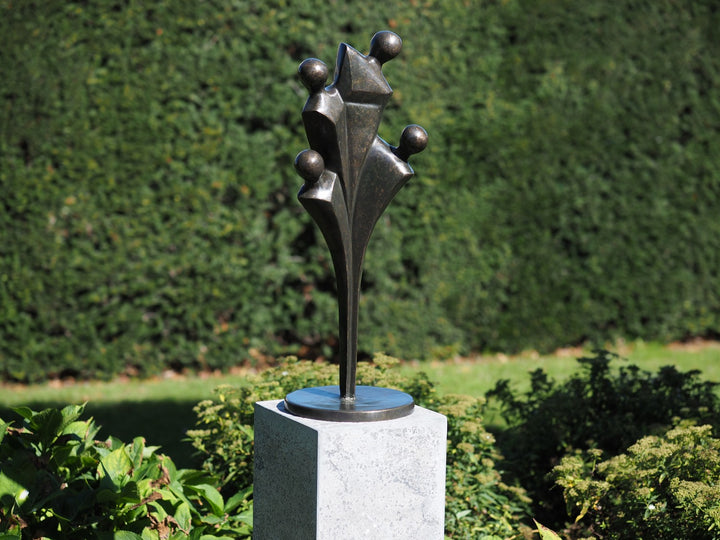 Abstract bronze sculpture of a family of four (large)