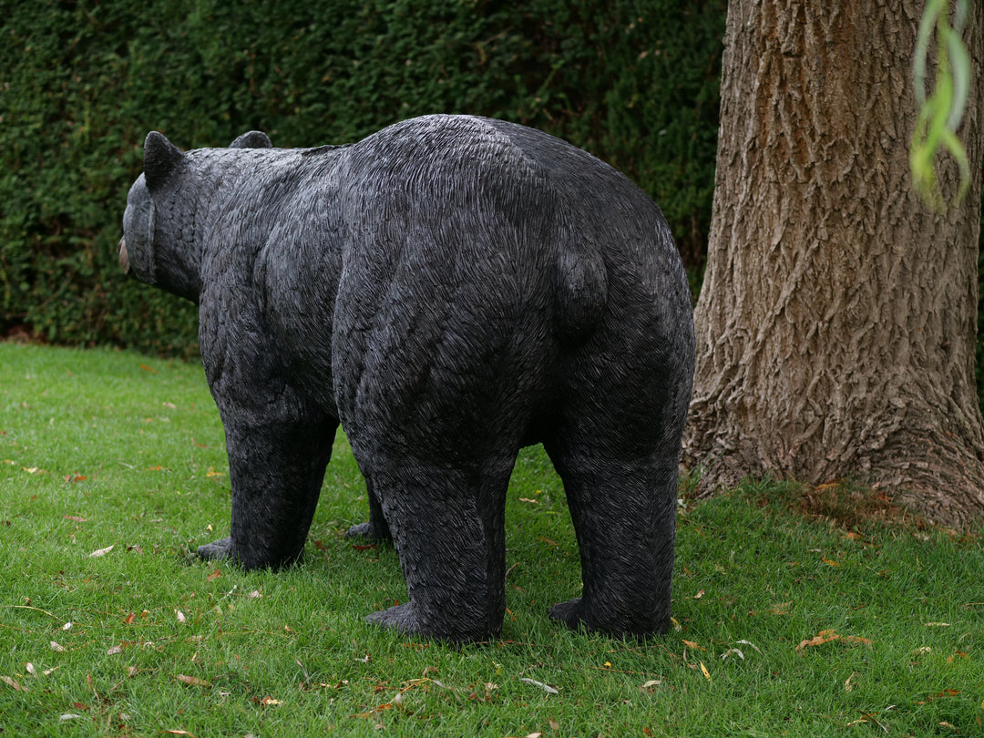 Lifesize bronze sculpture of a black bear