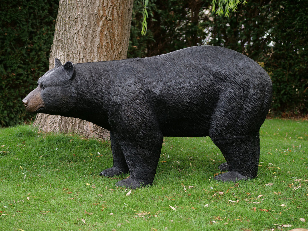 Lifesize bronze sculpture of a black bear