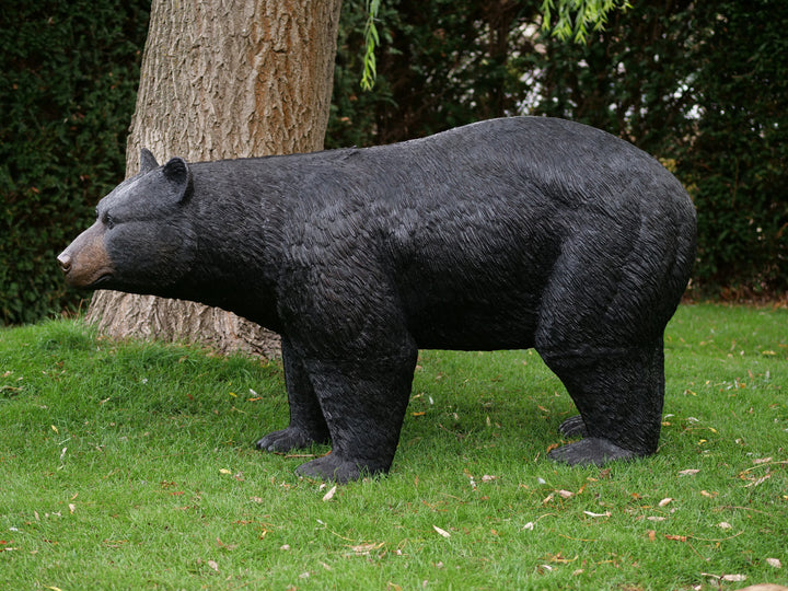 Lifesize bronze sculpture of a black bear