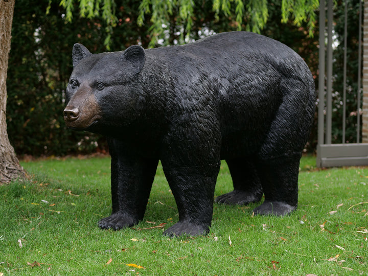 Lifesize bronze sculpture of a black bear