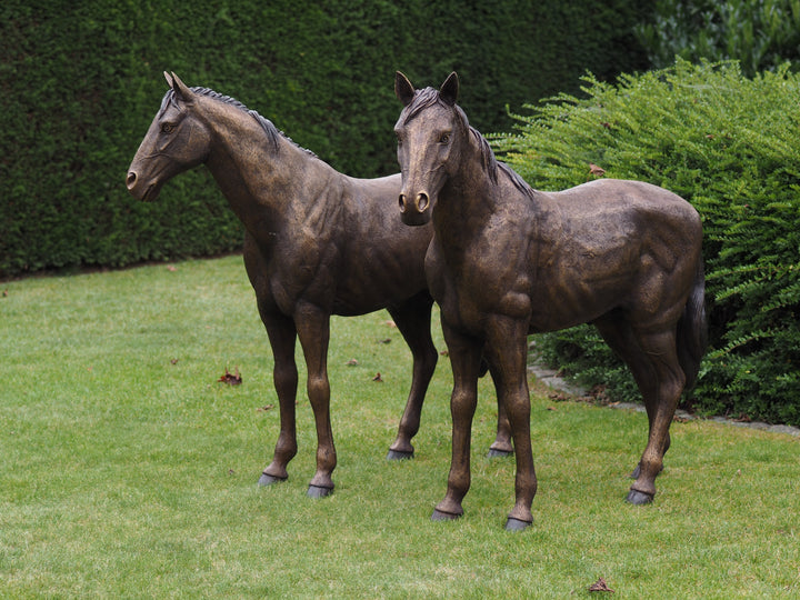 Pair of large majestic bronze horse sculptures