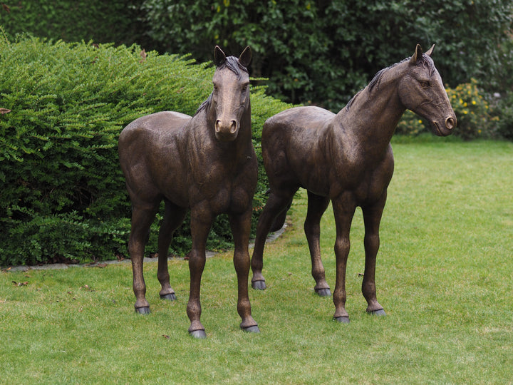 Pair of large majestic bronze horse sculptures