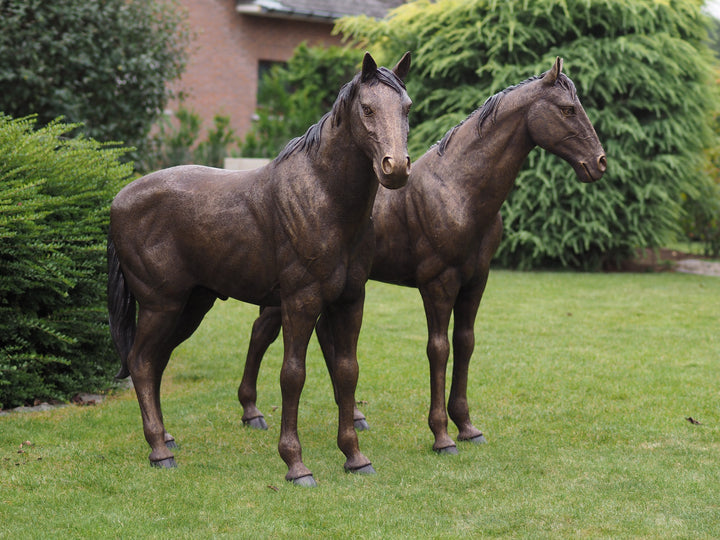 Pair of large majestic bronze horse sculptures