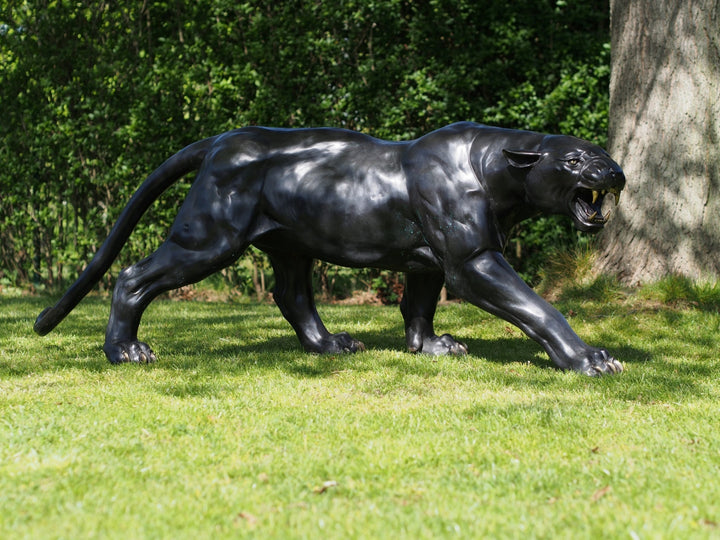 Lifesize bronze sculpture of a prowling panther