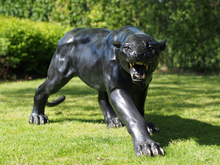 Lifesize bronze sculpture of a prowling panther