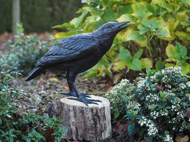 Lifesize bronze sculpture of a raven female