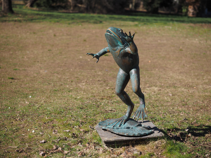 Large bronze frog sculpture and fountain