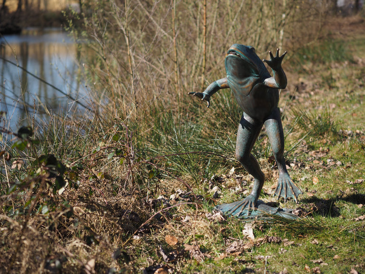 Large bronze frog sculpture and fountain