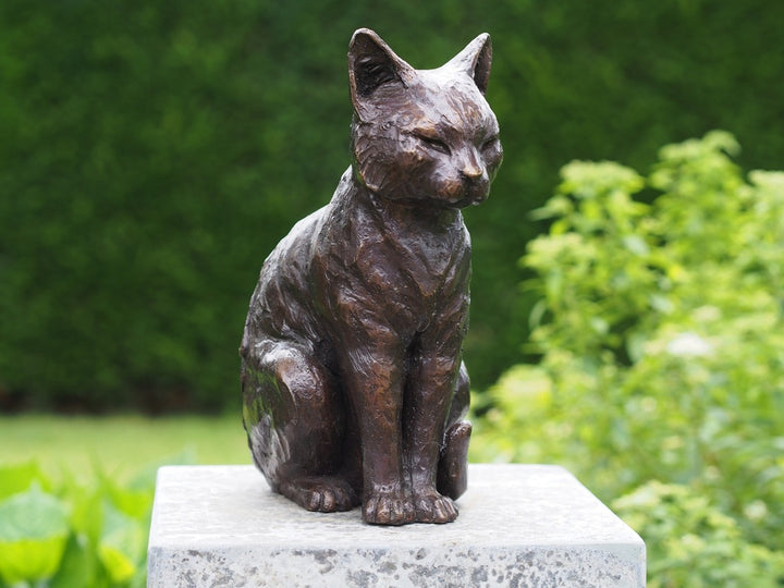 Bronze sculpture of a sitting cat