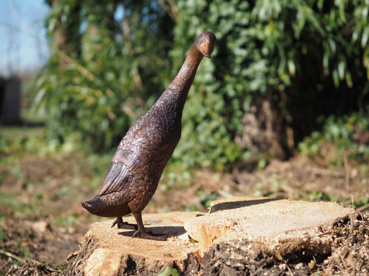 Bronze sculpture of an Indian runner duck