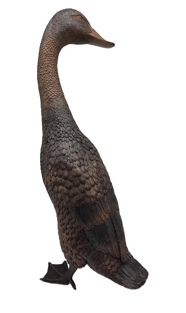 Bronze sculpture of an Indian runner duck