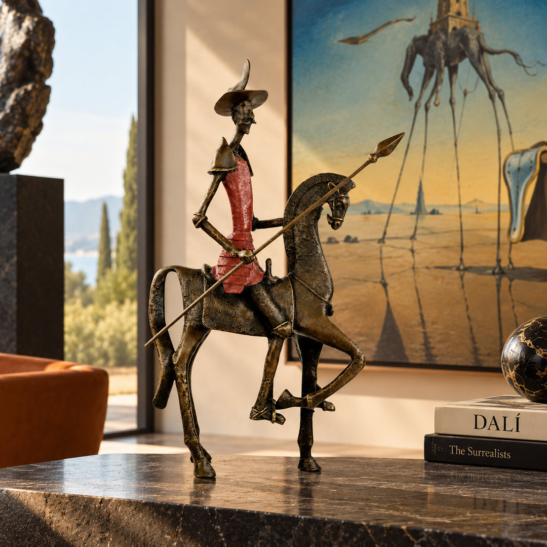 Bronzeskulptur Don Quijote zu Pferd inspiriert von Salvador Dali