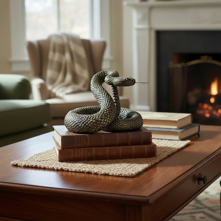 Bronze rattlesnake sculpture