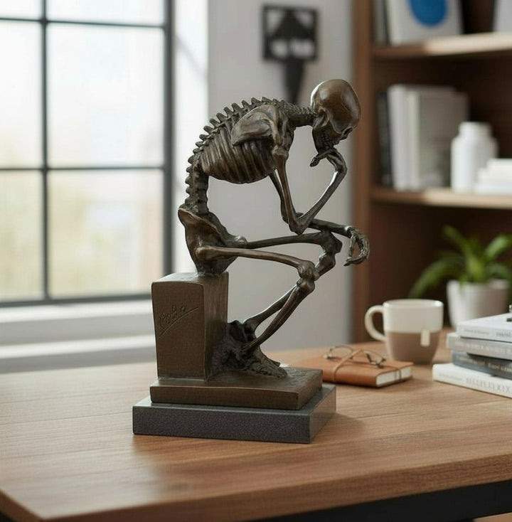 Bronzeskulptur eines Skelett-Denkers (groß)