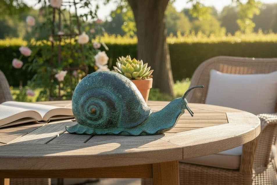 Gran escultura de caracol de bronce (para interior y exterior)