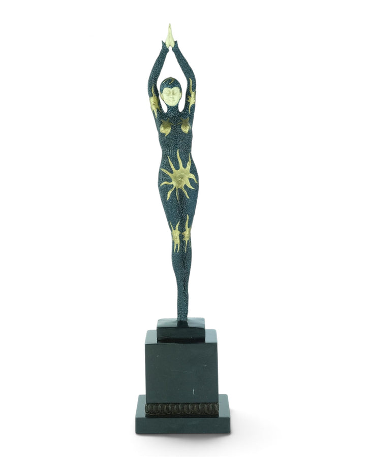 Scultura in bronzo di una ballerina 'stella marina' in stile Art Déco