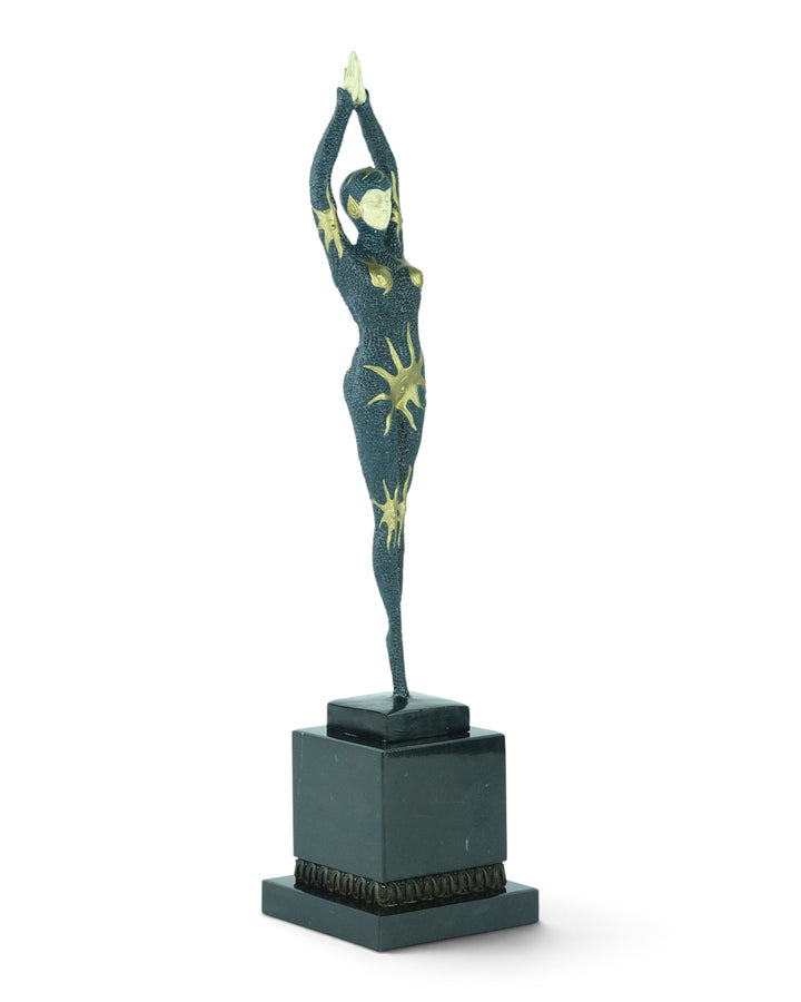 Scultura in bronzo di una ballerina 'stella marina' in stile Art Déco
