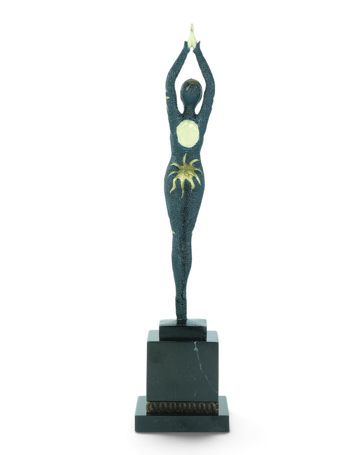 Scultura in bronzo di una ballerina 'stella marina' in stile Art Déco
