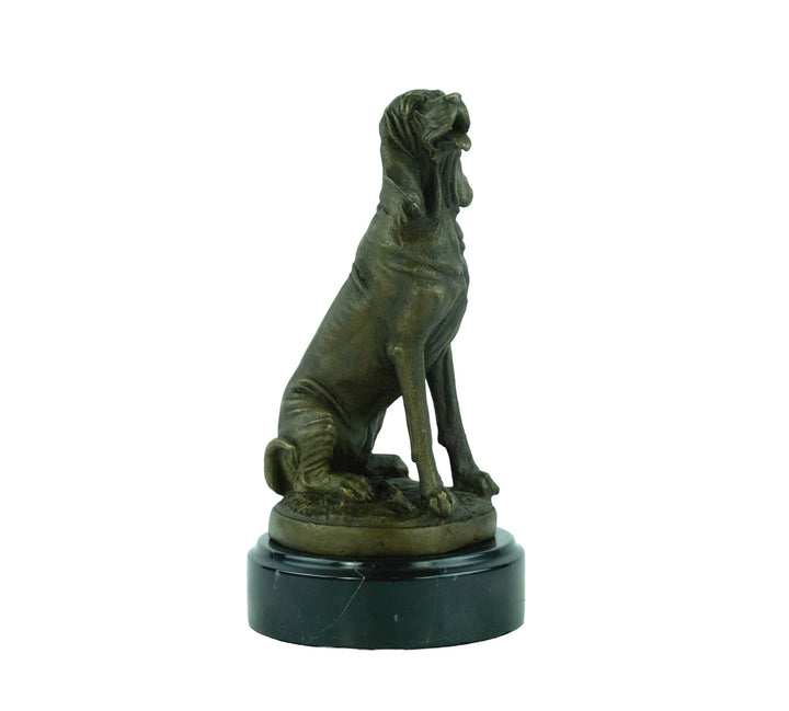 Bronze sculpture of a sitting bloodhound