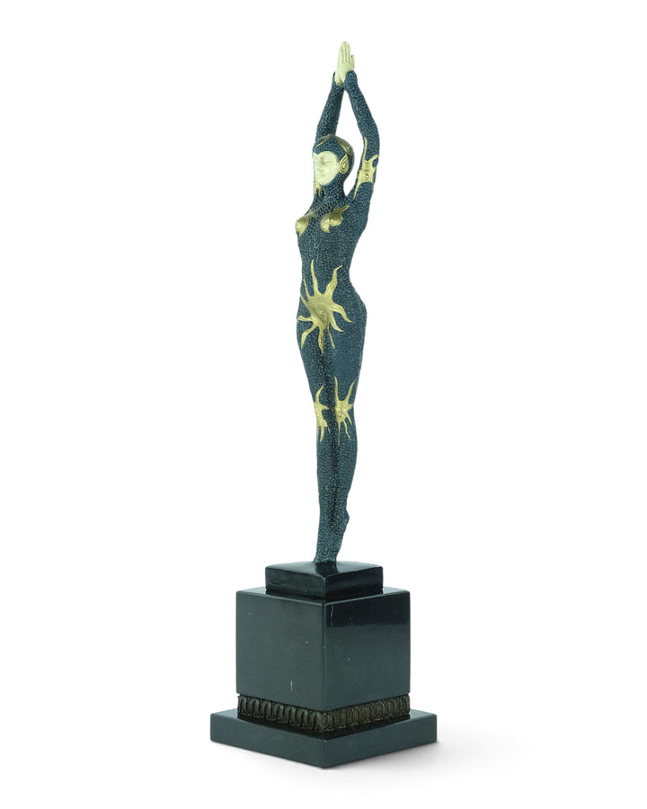 Scultura in bronzo di una ballerina 'stella marina' in stile Art Déco