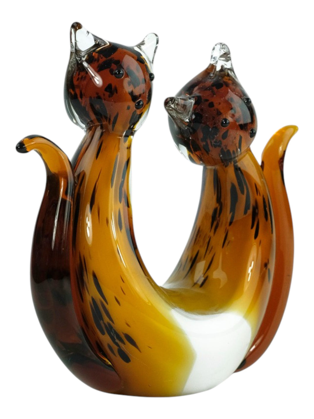 Glazen sculptuur van een kattenpaar