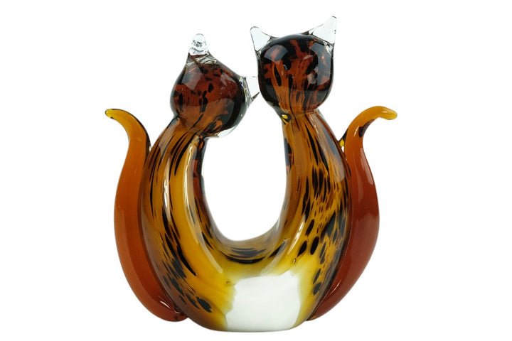 Glass sculpture of a cat pair