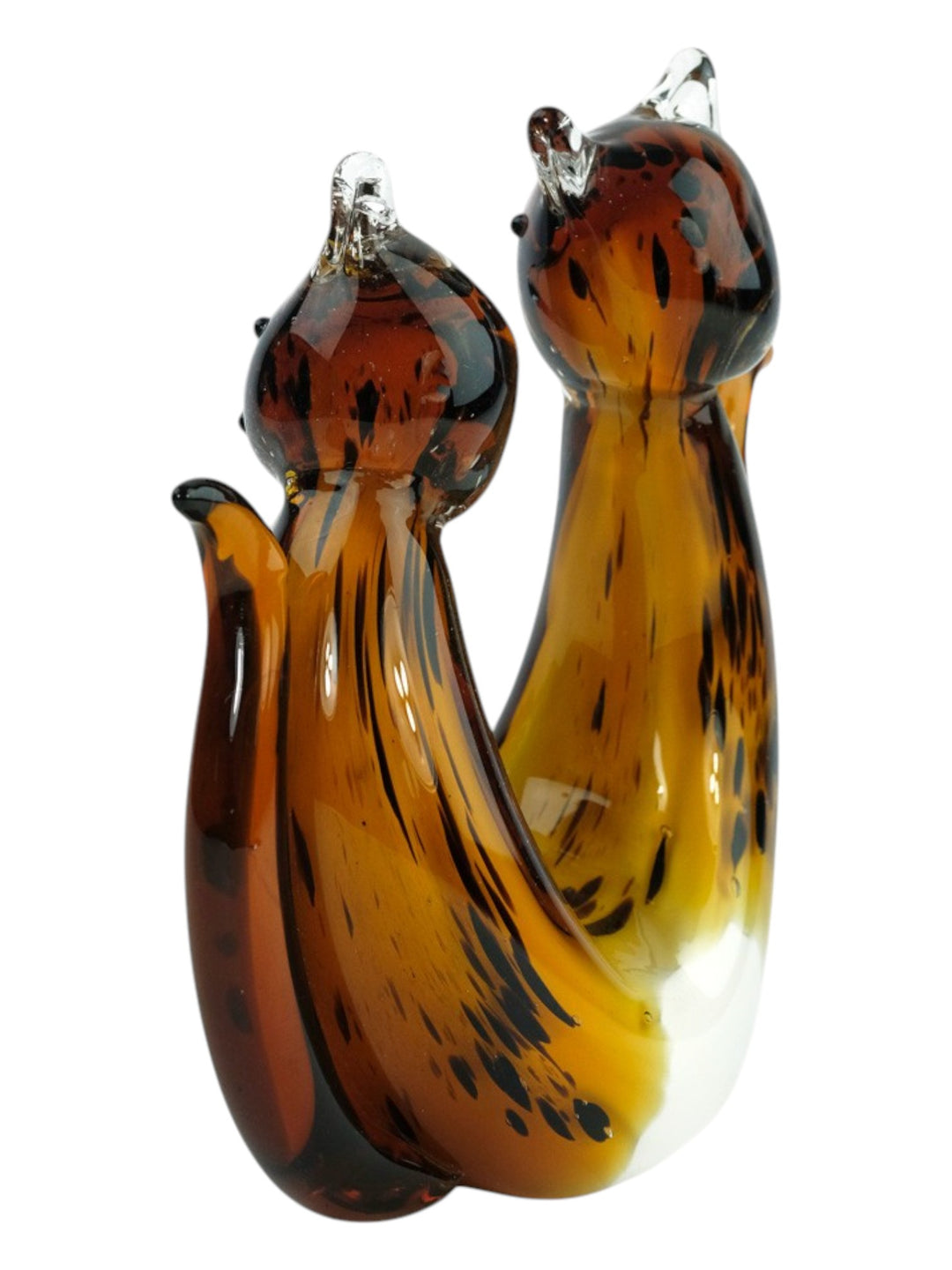 Glazen sculptuur van een kattenpaar