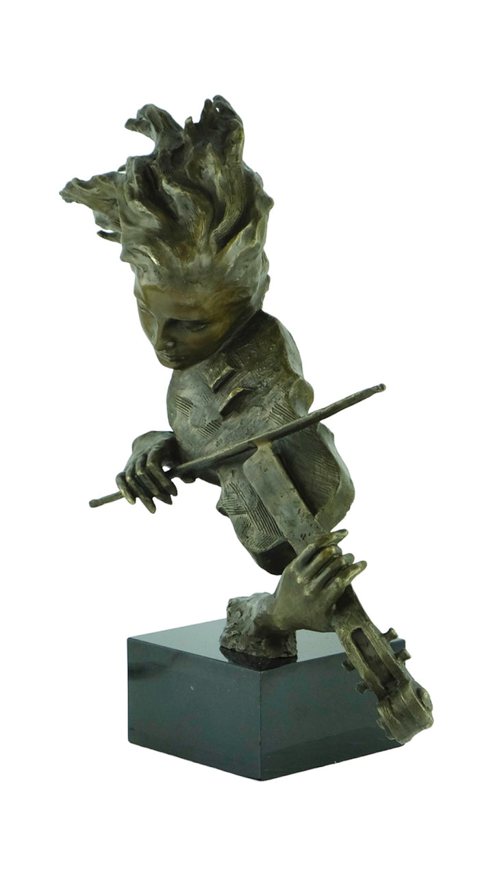Bronze sculpture of a female playing the violin