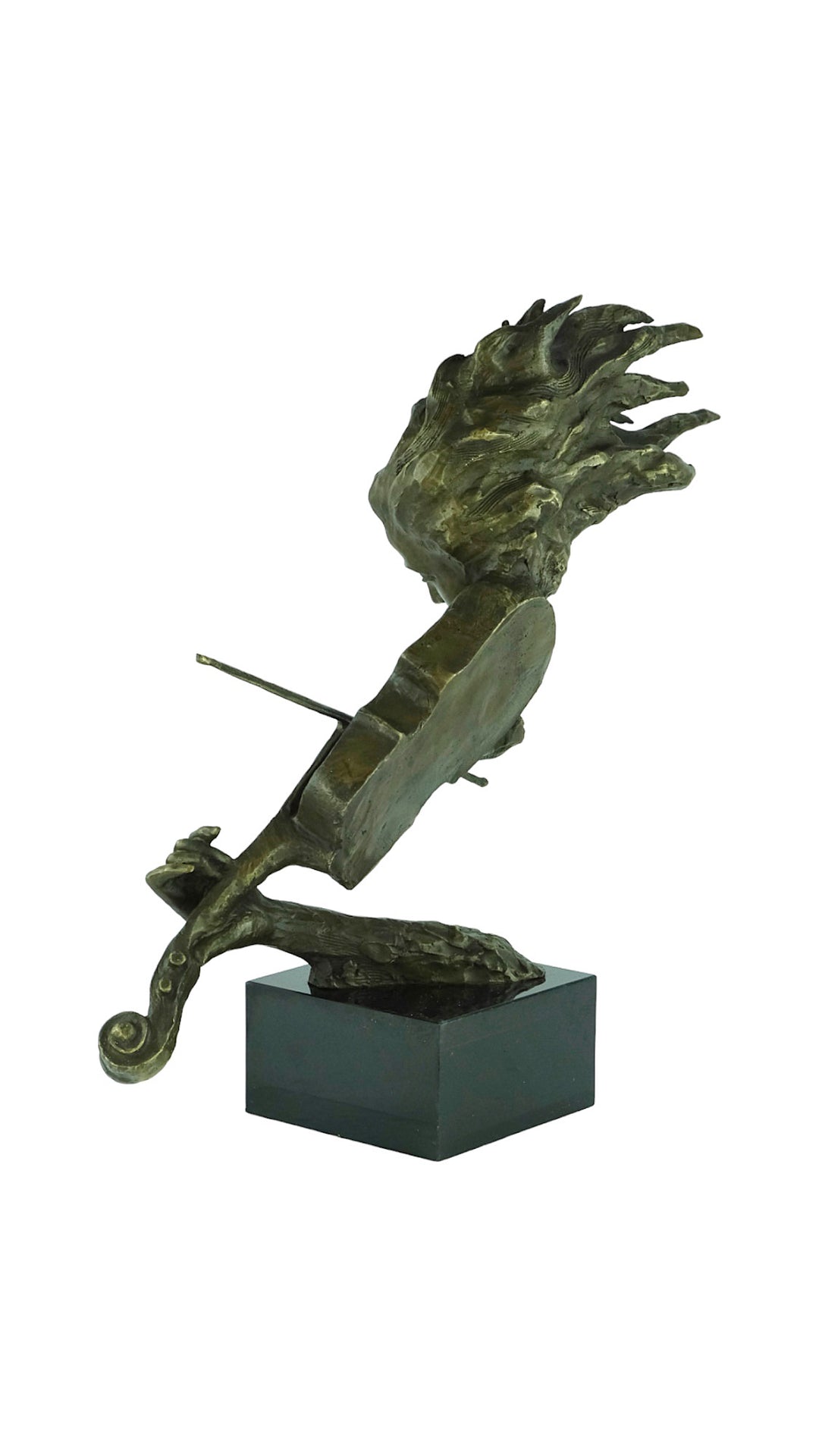 Bronze sculpture of a female playing the violin