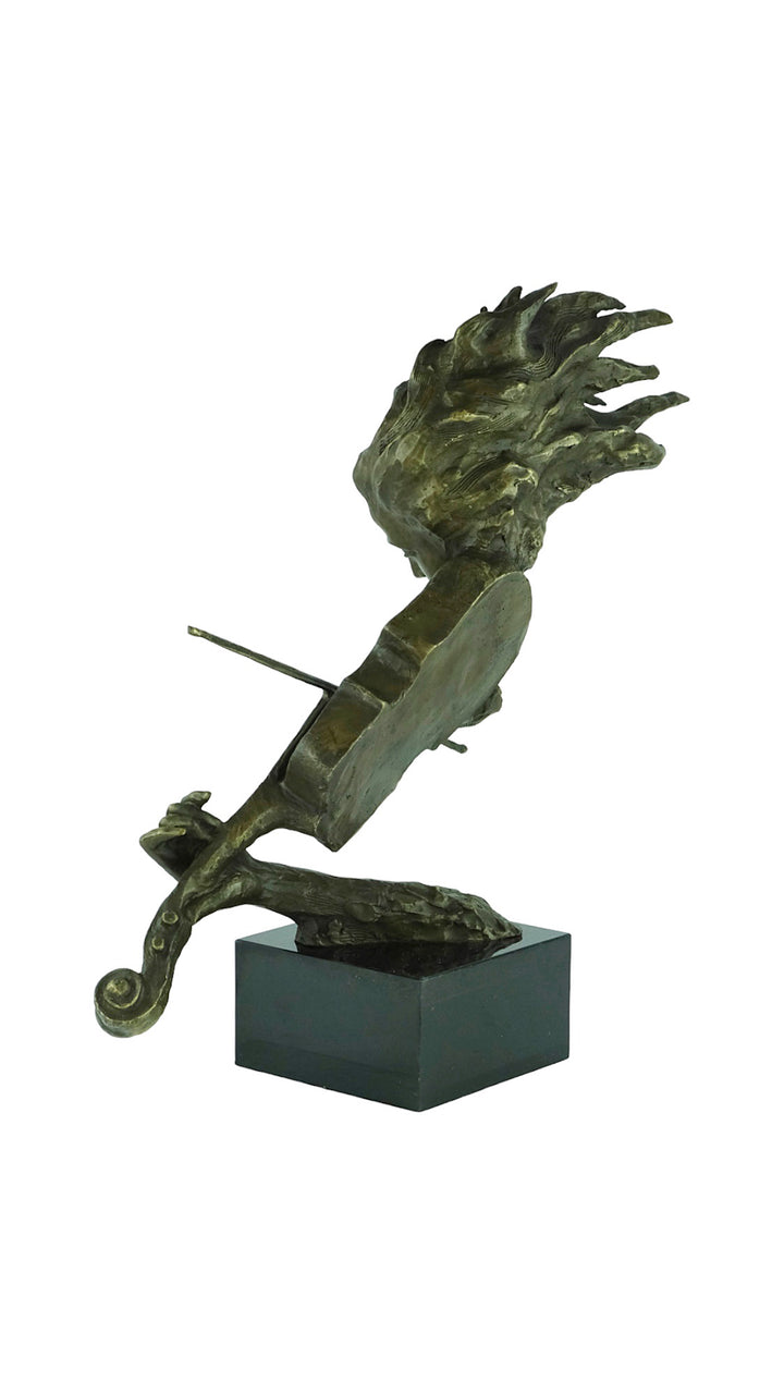 Bronze sculpture of a female playing the violin