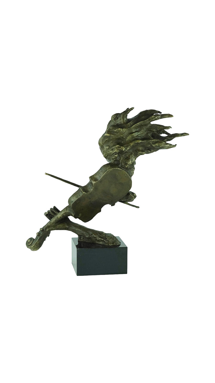 Bronze sculpture of a female playing the violin